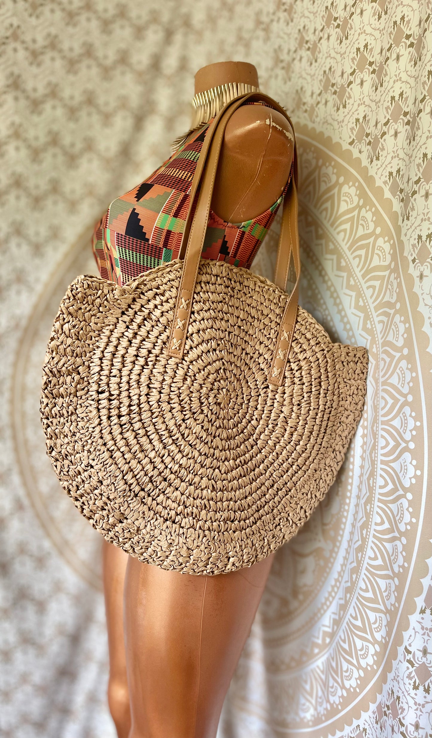 Vegan Straw Beach Bag