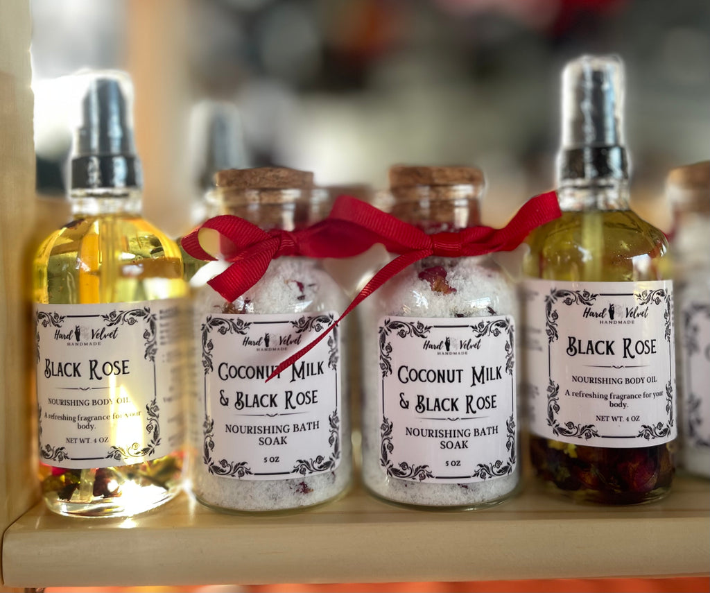 Black Rose Nourishing Body Oil and Coconut Milk Bath Soak