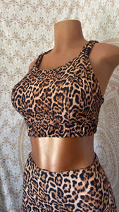 Leopard Criss Cross Sports Bra