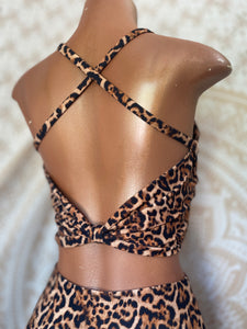 Leopard Bow Back Sports Top