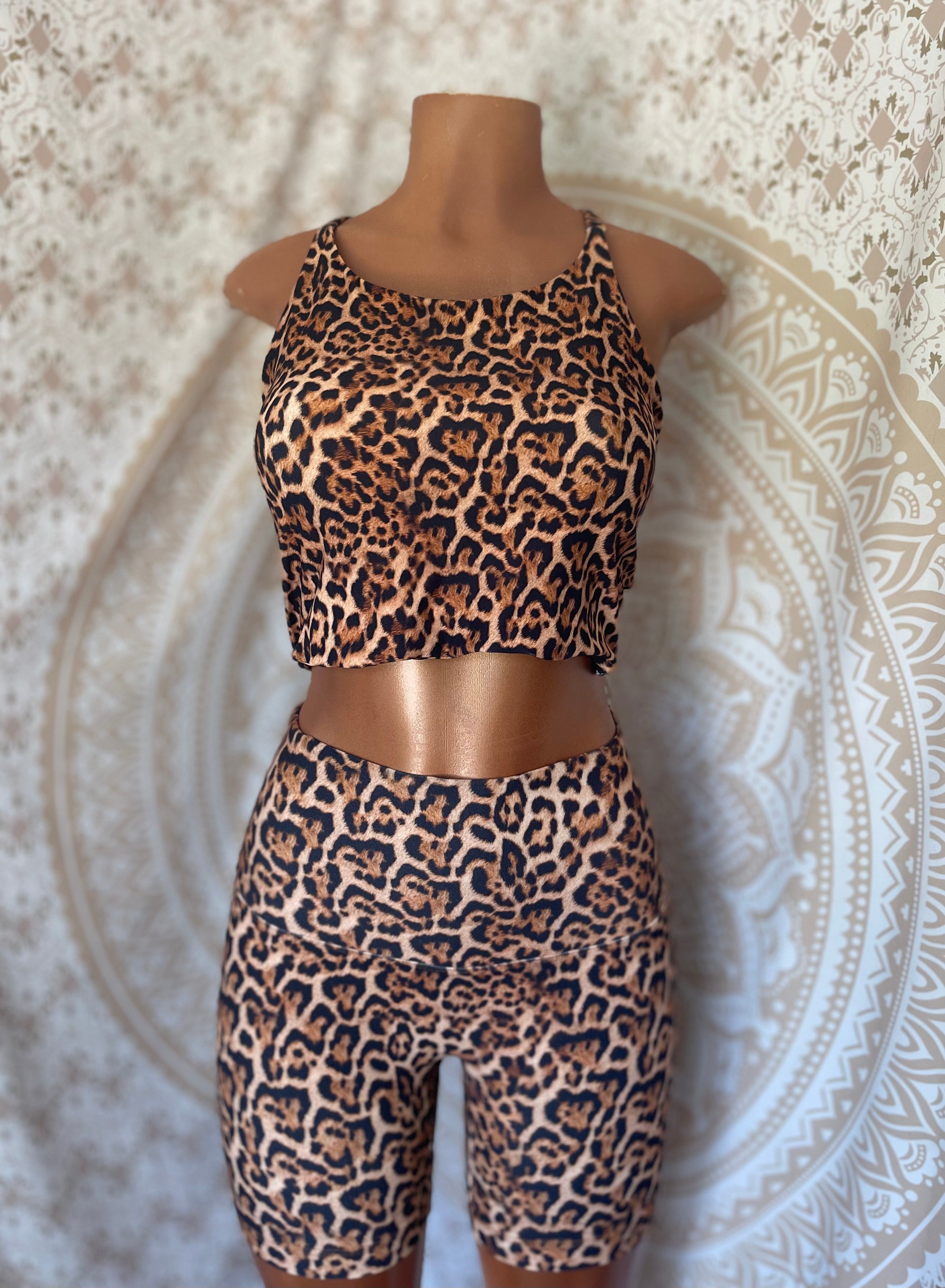 Leopard Bow Back Sports Top
